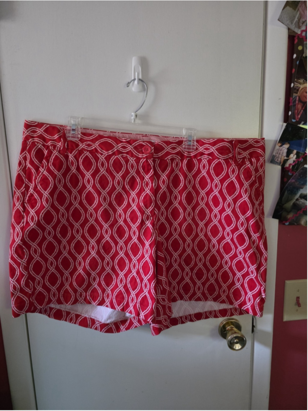 Crown & Ivy Women's 22W Caroline Shorts Red White Rope Nautical Print